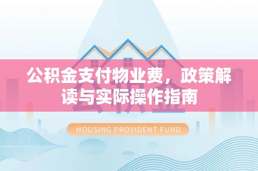 礼泉公积金支付物业费，政策解读与实际操作指南